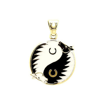 Yin Yang Horses Solid Gold Pendant GPD2267 - Jewelry